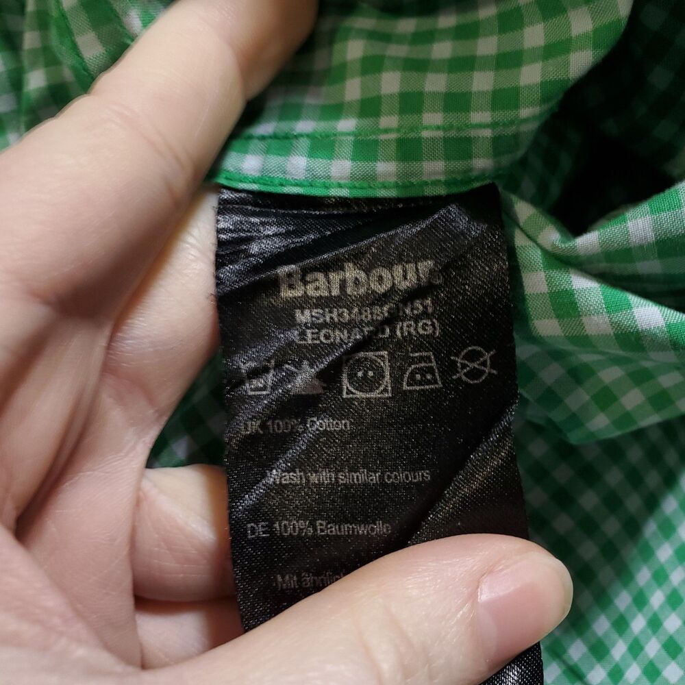 Barbour Shirt 3XL Regular Fit Green Country Outdoor Cotton Check Button Up Mens - Picture 13 of 13